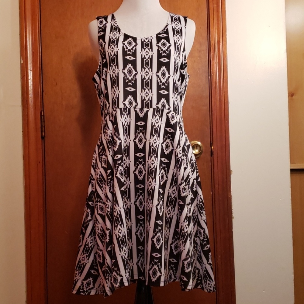 Black and White Aztec Print Dress